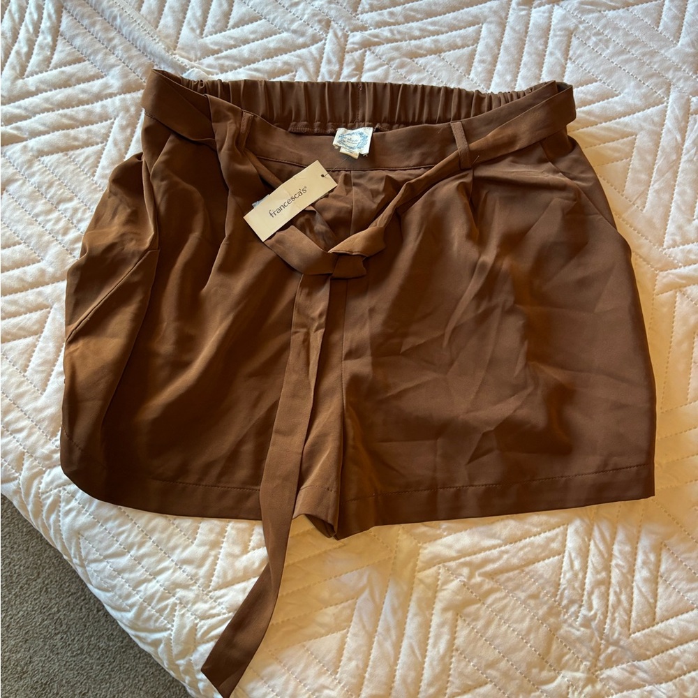 Francesca's Collections High Waist Brown Shorts
